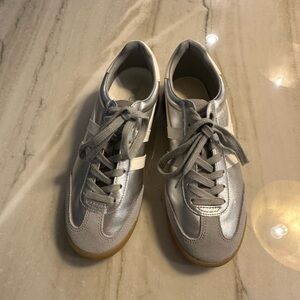 Gola Silver Lace-Up Sneakers with White Stripe